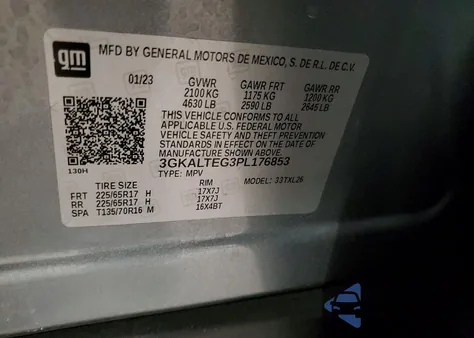 2023 GMC Terrain Sle из США, поврежденный, VIN 3GKALTEG3PL176853